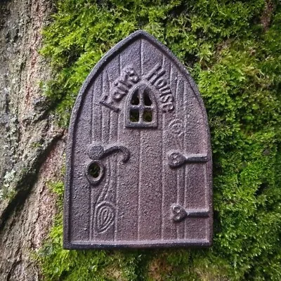 Cast-Iron Fairy Door Magical Garden Wall Decorative Sculpture Ornament Plaque • £12.95