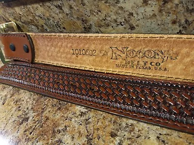 Mens Nocona Belt Co. Leather Belt Dark Brown Weave 57 1/2  Long W/o Brass Buckle • $12.50