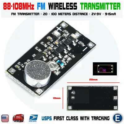 88-108MHz FM Transmitter Wireless Microphone Radio Board Module 2V-9V • $3.81