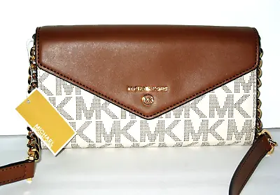 NWT Michael Kors Jet Set Charm LG Signature Envelope Crossbody Wallet Vanilla🎀 • $109.99