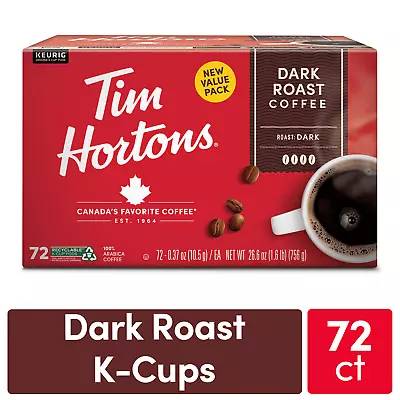 Tim Hortons Dark Roast K-Cup Coffee Pods For Keurig Brewers Recyclable 72 Ct • $30.38