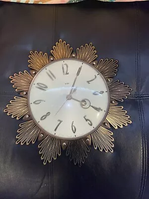 Vintage Metamec Art Deco Stye Sunburst Starburst Clock MCM Retro 60s 70's • £60