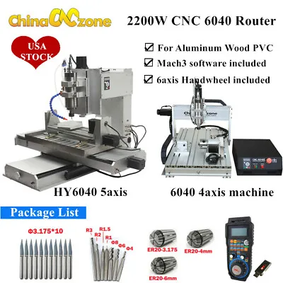 HY6040 5axis 4axis CNC Router Engraving Mach3 USB Metal Aluminum Milling 2.2KW • $3299