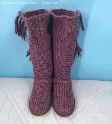 UGG Australia Classic CARDY Knit Boots Women's US Size 7 Purple 5 Button 1878 • $14.99