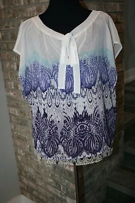 Cabi Womens Purple Sheer Tie Collar Tiered Blouse Top SZ L • $19.99