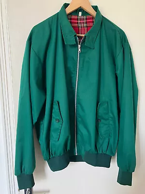 Harrington-style  Jacket Mens   L  Green & Red Tartan Lining • £24.99