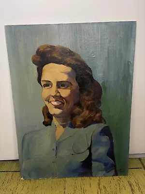 Vintage Oil Painting/ Portrait Of A Smiling Woman • $50