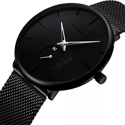 2022 Waterproof Men Quartz Sport Ultra-Thin Stainless Steel Watch Watches Mens • £17.72