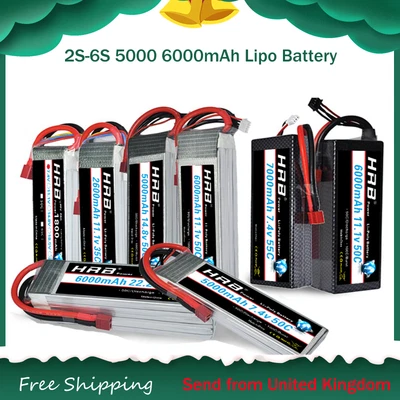 £4.71 • Buy HRB 2S 3S 4S 6S RC Lipo Battery 5000-6000mAh For Car Truck Helicopter Airplane
