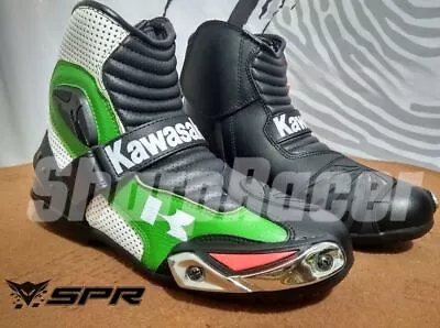 Kawasaki Motorcycle Riding Boots Genuine Leather Motorbike Racing Shoes Botas • $120