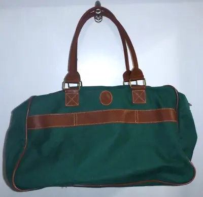 Vintage 90s Polo Ralph Lauren Green Medium 18  Carry Bag Canvas Weekender Travel • $28.99