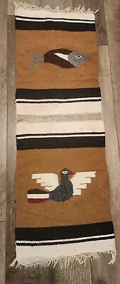 VTG Woven Wool Zapotec Indigenous Southwest Mexican Wool WALL TAPESTRY / RUG • $95