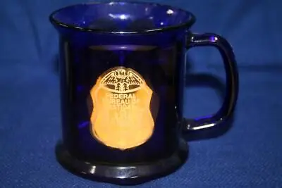 Gold FBI Badge & DOJ Seal On Cobalt Blue Translucent Mug Made In USA Never Used • $29.05