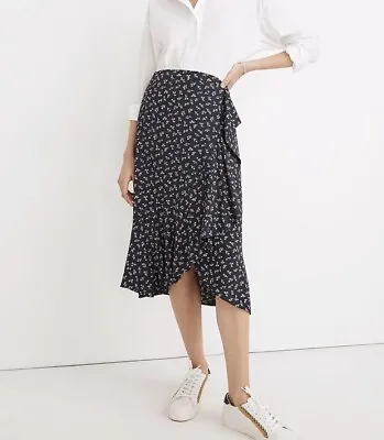 Madewell Size 6 Faux Wrap Floral Midi Skirt In Spring Fling NWT • $32