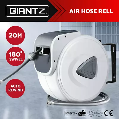 Giantz 20m Retractable Air Hose Reel Compressor Auto Rewind Wall Mounted Garage • $95.18