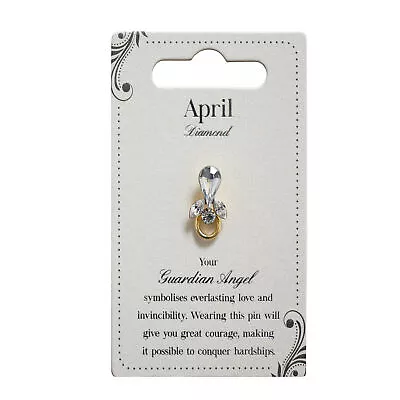£4.99 • Buy Guardian Angel April Birthstone Angel Pin With Gem Stone Sentimental Gift Idea