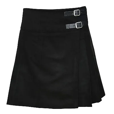 £17.99 • Buy Ladies Knee Length Black Kilt Skirt 20  Length Tartan Pleated