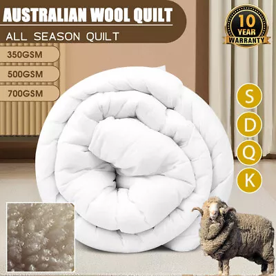 $44.99 • Buy 350/500/700GSM Australian Merino Wool Quilt Duvet Doona Summer/Winter All Size