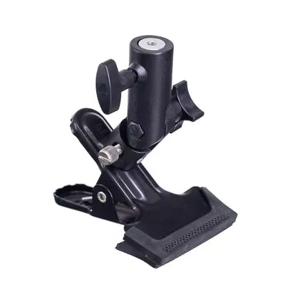 Light Stand Heavy Duty Metal Clamp Bracket With 1/4  Screw 8cm X 11cm Black • £12.20