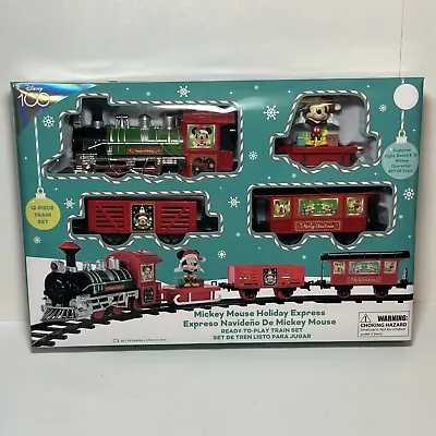 Mickey Mouse Holiday Express 12 Piece Christmas Train Set Light & Sound Disney • $27.88