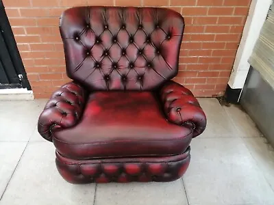 £375 • Buy A Deep Oxblood Red Leather Chesterfield Monks Armchair