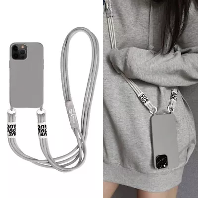 Case For IPhone 15 14 13 Pro Max 12 ShockProof Cross Body Lanyard Silicone Cover • £8.39