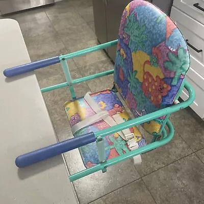 Vintage Turquoise Graco Tot Loc Table Top High Chair Booster Seat Safari • $89