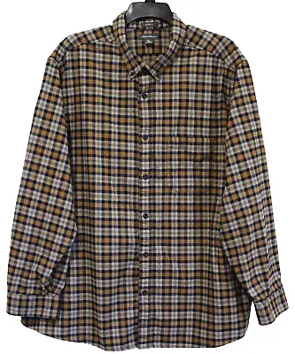 Eddie Bauer Men's Plaid Flannel Button Down Shirt Relaxed Fit 3XL Blue Brown • $12.99