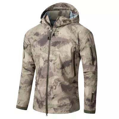 Men's Tactical Shell Jacket Military Outdoor Waterproof Windbreaker Camo Coats • $56.04