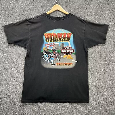 Vintage Harley Davidson Shirt Mens Large Black Biker Spellout Hog Bike Week 90s • $32.35