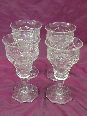 Set Of 4 Vintage McKee - Rock Crystal Footed Water Goblets 6 5/8  • $40