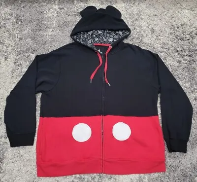 Disney Parks Exclusive Mickey Mouse Ears Jacket Men L/XL Black & Red Costume • $28.88