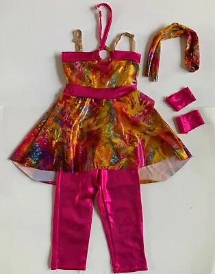 $30 • Buy Dance Costume COSTUME GALLERY Small Child Pink Orange 70s Jazz Outfit EUC