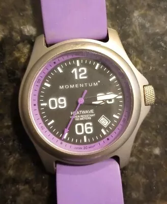 Momentum Mens Heatwave Purple Silicone Band Date Titanium Quartz Watch • $109