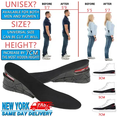 7 Cm Men Shoe Lift Insole Air Cushion Heel Insert Increase Taller Height 3-Layer • $11.25