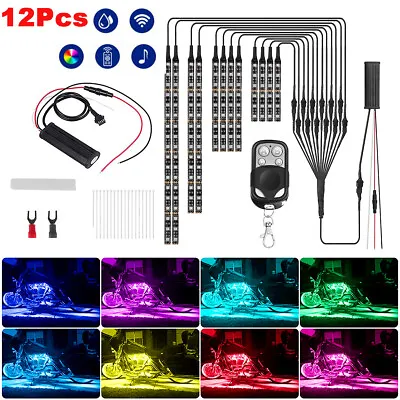 6/12pcs Motorcycle RGB LED Neon Under Glow Lights Strip For Harley Honda Suzuki • $20.79