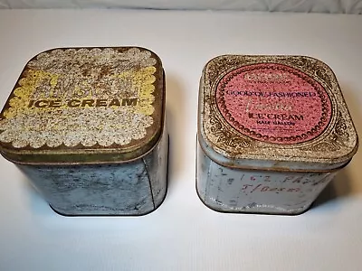 VINTAGE AMSCOL ICE CREAM TINS - HALF GALLON ADELAIDE MILK CO-OP X2 • $28