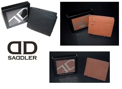 Saddler Leather Mens Wallet 7 CC Slots 2 Bank Note Sections Coin Section Boxed • £20