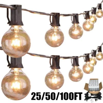 $51.99 • Buy 25/50/100FT Waterproof G40 Globe Bulbs Patio Hanging String Lights Outdoor Light