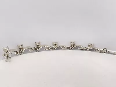 Sterling Silver 925 Vintage Cat Bracelet 7” 30.0 Grams Handmade • $50