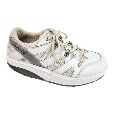 MBT Womens 7 Lace-Up Walking Rocker Toning Sport Training Shoes Sneaker White • $34.99