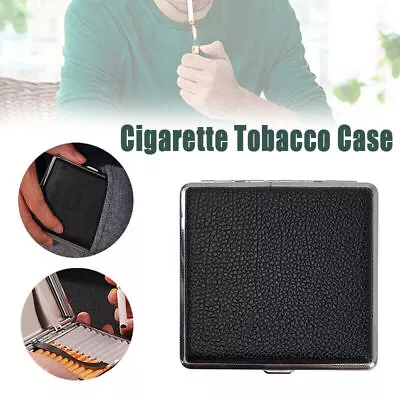 Stainless Steel+Pu Cigar Cigarette Tobacco Case Pocket Pouch Holder Box AU Stock • $7.89