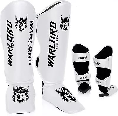 Warlord Fighter Go To War White Muay Thai MMA Shin Guards Size Extra Large • $37.97