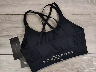 Boux Avenue Black Jacquard Racer Back Crop Top Boux Sport Padded • £12.99