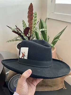 Vintage John B. Stetson Company 4X Beaver Black Cowboy Hat W/ Bands Size 7 5/8 • $250