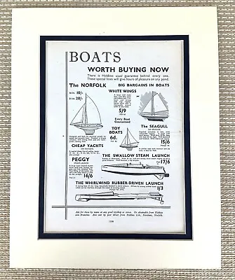 £32 • Buy Antique Print Art Deco Model Boat Sailboat Vintage Toys Steam Launch Ship Advert