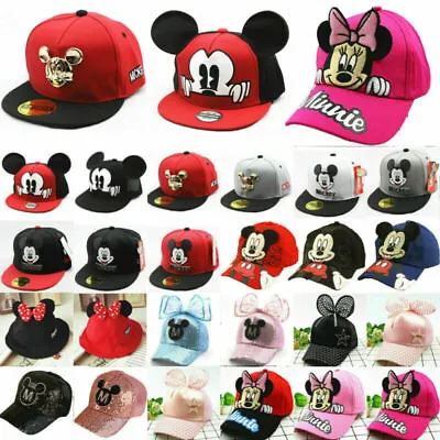 Kids' Boy Girls Cartoon Mickey Minnie Mouse Baseball Cap Casual Snapback Sun Hat • £6.59