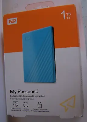 WD - My Passport 1TB External USB 3.0 Portable Hard Drive Blue BRAND NEW Sealed! • $37.99