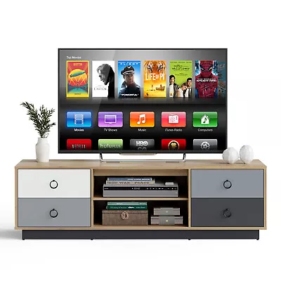 Entertainment Media Center 55  TV Stand W/ Storage Cabinets Adjustable Shelves • $109.99