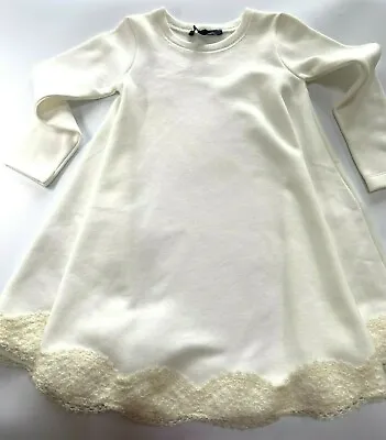 LILI GAUFRETTE Girls Ivory Flared Dress With Crocheted Mohair Lace Trim 6 12yr  • £40